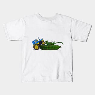 Ukrainian Tractor on Russian Tank Kids T-Shirt